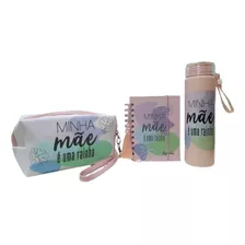 Kit Agenda+garrafa+bolsa Presente Rosa Promoção Dia Das Mães