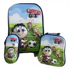 Kit Mochila Escolar Futebol Kids Com Lancheira E Estojo