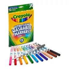 Plumones Marcadores 12 Colores Punta Fina Crayola Lavables 