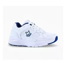 Zapatilla Footy Oficial - 33 Al 38 - Blanco/azul - Colegial