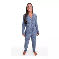 Pijama Longo Aberto Liganete Com Botões