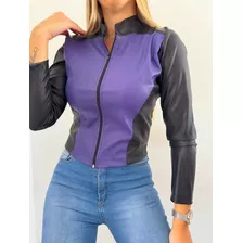 Blazer Saco Campera Mujer Vestir Casual Ecocuero Cuero Lisa 