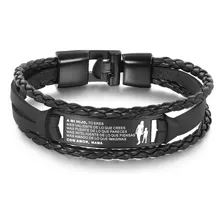 Pulsera Acero Inoxidable/piel Grabado Láser A Mi Hijo Sk01