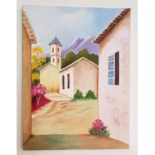Pintura Óleo S/ Tela - Detalhes Em Textura-casas Na Vila- 29