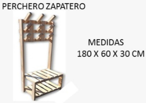 Zapatero Perchero Recibidor Pino Macizo 60x30x1,80 