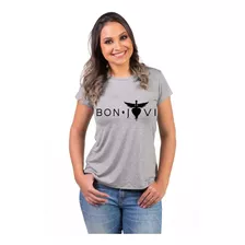 Camiseta Feminina Banda Bon Jovi T-shirt Moda Musica Show