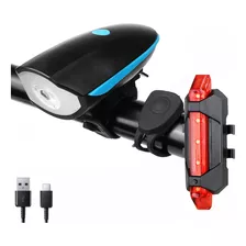 Lanterna Farol Led Bike C/ Buzina Recarregável + Sinalizador