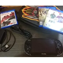 Ps Vita Fat Original 9/10 Con 3 Juegos Físicos Y Estuche