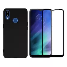 Kit Capa Aveludada Preto Para Galaxy A20 / A30 + Pelicula