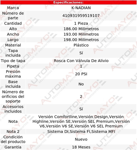 Deposito Anticongelante K-nadian Passat V6 3.6l 12-17 Foto 3