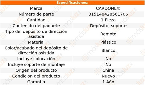 (1) Deposito Direccin Hidrulica Pontiac G6 07/09 Cardone Foto 5