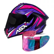 Capacete Asx Draken Speed Roxo Rosa + Viseira Rosa Extra