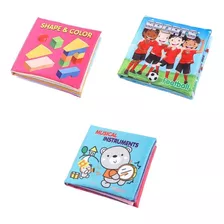 3 Peças My First Soft Books Brinquedo Sensorial Chocalho