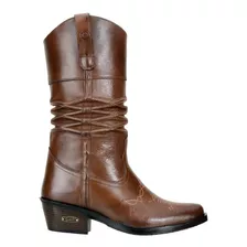 Bota Texana Country Bico Fino Sanfonada Couro Legitimo