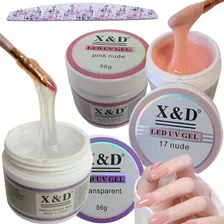 Kit 3 Gel X&d Uv Led 56g Pink Nude, Transparente Unha