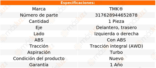 (1) Maza Del O Tras Izq/der A4 Quattro L4 2.0l 08/15 Tmk Foto 2