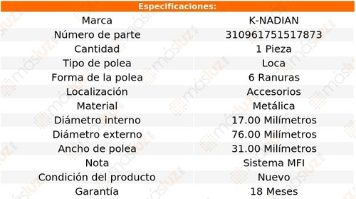 Polea 6 Ranuras Metalica Eagle Talon L4 1.8l 94 K-nadian Foto 3