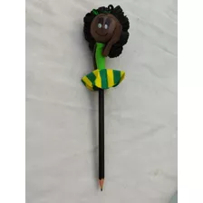 1 Pç - Lápis Personalizado Torcida Do Brasil Menina Negra 1