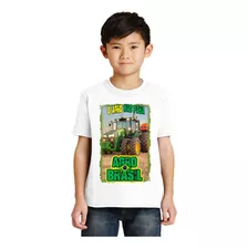 Camisa Camiseta Infantil Trator Fazenda Roça Agro Criança C