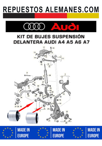 Bujes Bandeja Delantera Inferior Recta Audi A4 A5 A6 A7 Foto 2