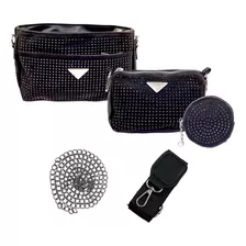 Set De 3 Pz Bolsa Mujer Con Estoperoles Moda Mujer 