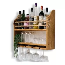 Cava Flotante Cantina Porta Botellas De Madera Mini Bar