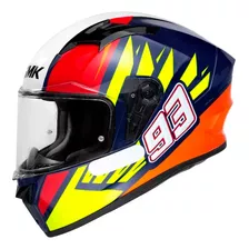 Capacete Smk Stellar Wings 93 Gl543 Azul, Amarelo E Vermelho