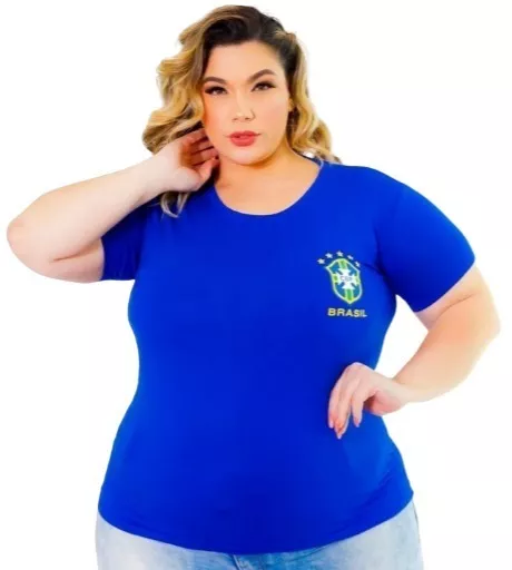 Blusa T-shirt Camisa Feminina Copa Do Mundo Brasil Plus Size