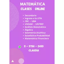 Clases Online De Matemática . Nive: Universitario/secundario