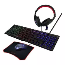 As-1066 Teclado Gamer Led Con Audifonos+raton+alfombrilla 