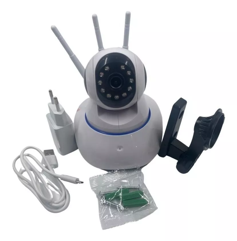 Camera Segurança 3 Antenas Robo Ip Wifi 360º 720p Hd Noturno
