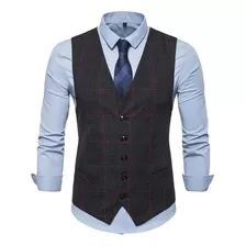 Chaleco De Traje Casual Con Cuello En V Para Hombre De Un So