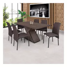 Conjunto Mesa 160x90cm Tampo Bp 6 Cadeiras Barcelona Ciplafe