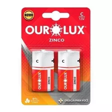 Pilha Zinco C + 1,5v Ouro Lux C/ 2 Unidades