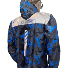 Chaqueta Reflectiva Cortaviento Camuflada Azul