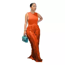 Jumsuit Jumsuit Naranja Vestido Mujer Dama Casuales