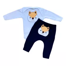 Conjunto Bebe Menina De Inverno Frio Com Bordado Algodão