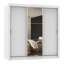 Guarda Roupa Casal Madesa Mônaco 3 Portas Correr Espelho Cor Branco 1093d81e