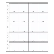 20 Folha P/ Moedas 20divis. Transp 53x53mm - Sem Abas