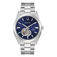 Relógio Bulova Surveyor Automático Masculino 96a275 Cor Da Correia Prateado Cor Do Bisel Prateado Cor Do Fundo Azul