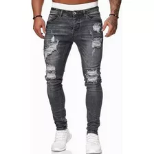 Jeans Ajustados Desgarrados Por La Moda Para Los Hombres