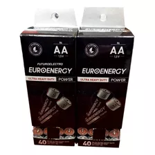 Dos Cajas Euroenergy Doble Aa Zinc Carbon Total 80 Unidades