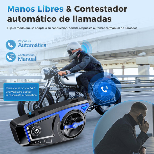 Audfonos Para Casco De Motos X6 Blue Bt5.3+edr 1500mah Foto 7