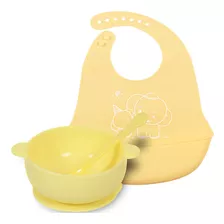 Kit Prato Tigela Babador Bebê Infantil Micro-ondas Livre Bpa