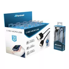 Caixa Com 20 Cabo Fortrek Micro Usb Carregador Dados 3 Mt V8