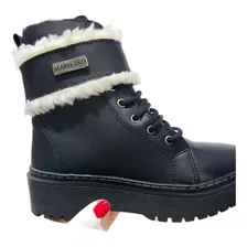 Bota Feminina Coturno Couro Maryland Tratorada Pelinho