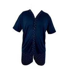 Pijama Curto Plus Size Blusa Botão Bermuda Short Verão Calor