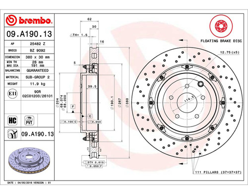 1-disco Ventilado Tra Izq O Der Brembo Nissan Gt-r 17 Foto 2