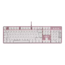 Teclado Gamer Game Factor Kbg400 Qwerty Kred Red Español España Color Rosa Con Luz Blanca