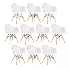 Kit - 10 X Cadeiras Charles Eames Eiffel Daw Com Braços Estrutura Da Cadeira Branco